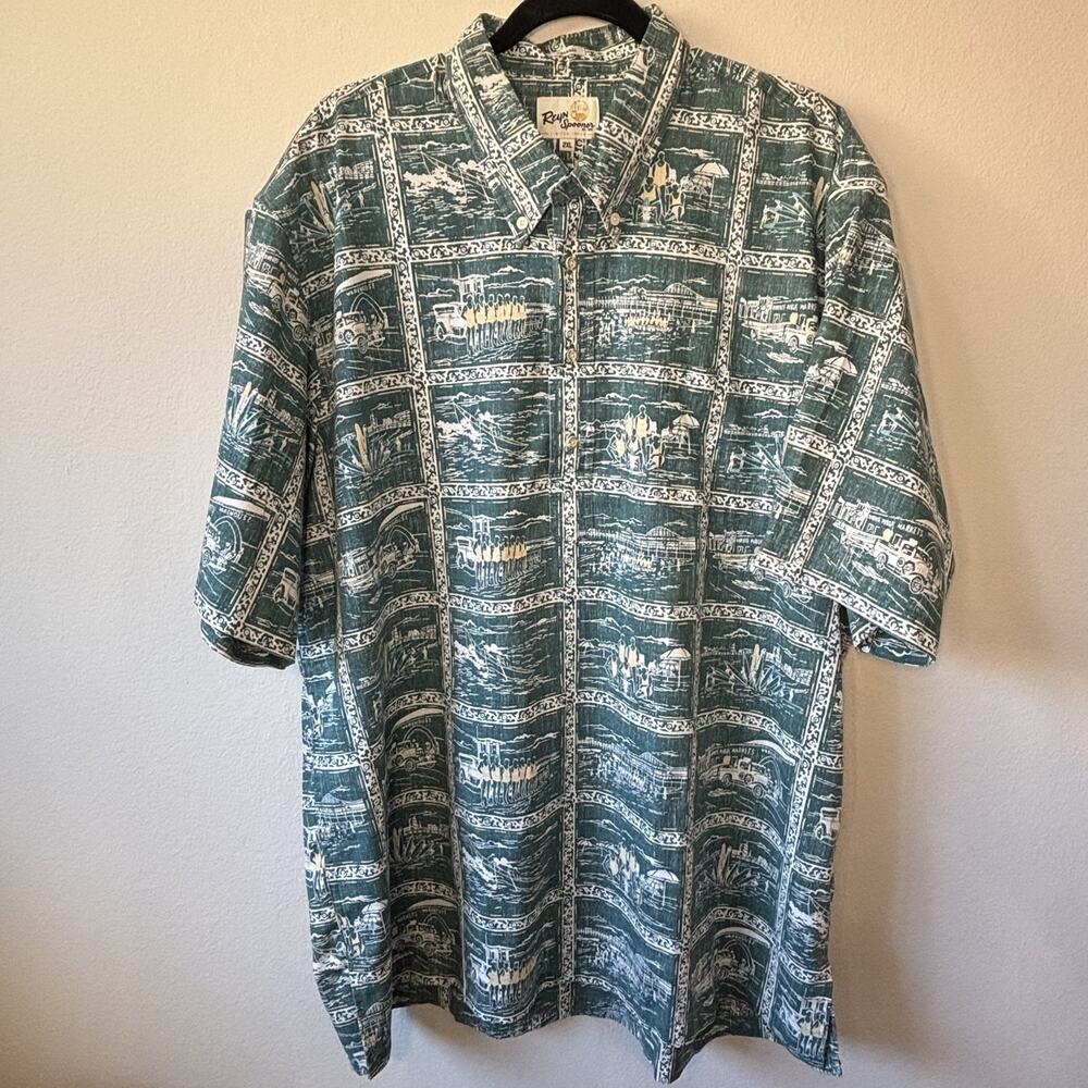 Reyn Spooner Button Up Shirt Lifeguards Back in the Day Classic Green Hawaii